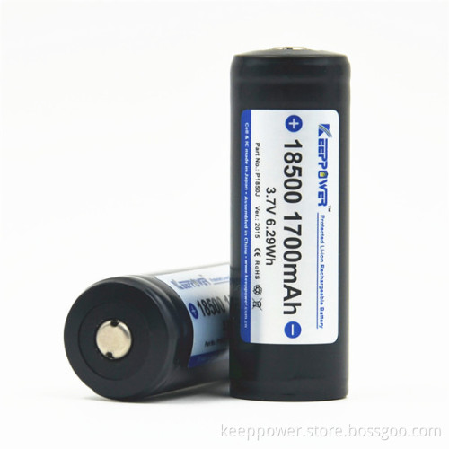 KeepPower protected for Sanyo UR18500F rechargeable li ion 3.7v 1700mah 18500 battery